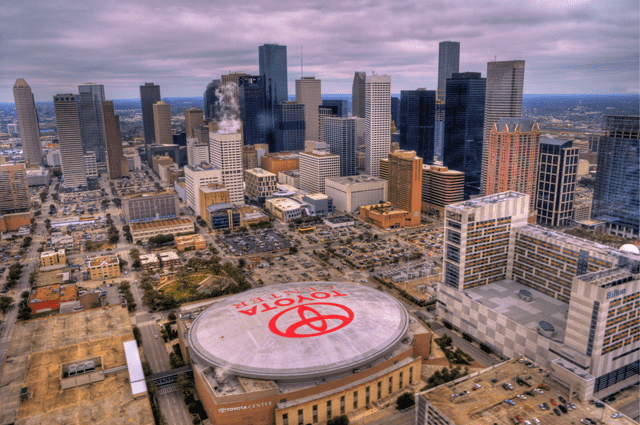 Toyota Center arena in downtown Houston