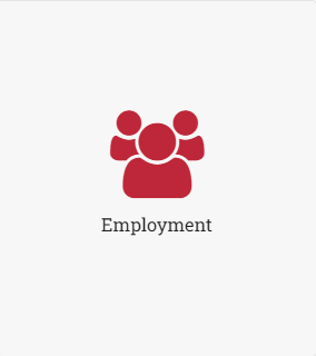 Three red icons of people labeled Employment